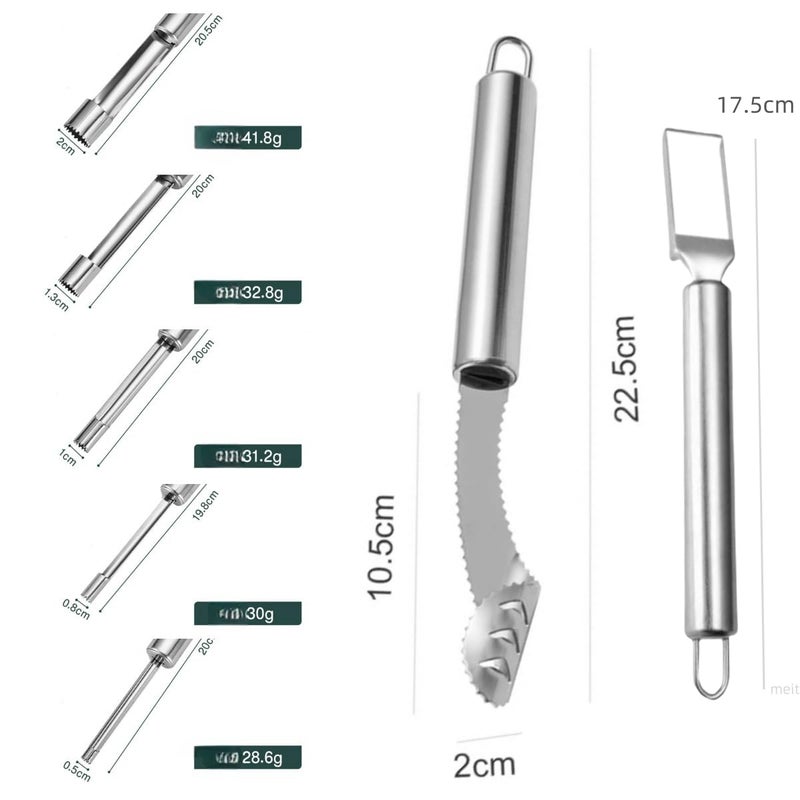 KKpxafl Fruit and Vegetable Corer Tool, Multi-Function Stainless Corer and Pitter Remover Set for Apple, Chili Kernel Remover Fruit Slicer for Kitchen - Image 4