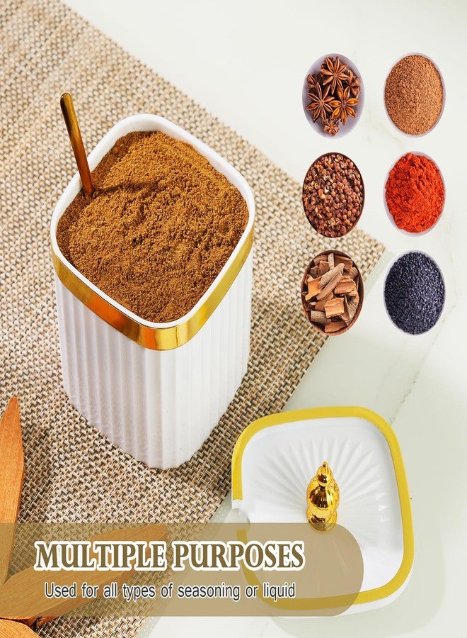 EABOSON 3 Pack Gold Condiment Spice Jars with Lids, Spoons, Tray - Plastic Seasoning Box Set for Salt, Pepper, Sugar - Kitchen Storage - Image 5