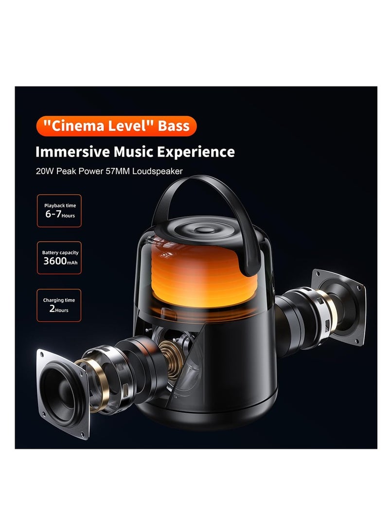 Outdoor Bluetooth Speakers, Waterproof Subwoofer Wireless Speaker with LED Flame Speaker, Mini Portable Wireless Speaker for Patio, Pool, Party, Gifts for Women Men, Including TF Card Mode