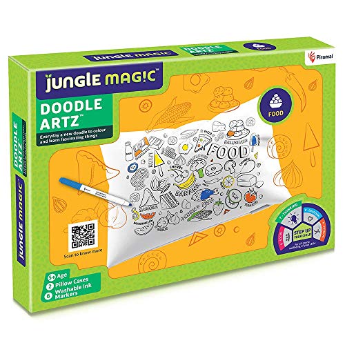 Jungle Magic Doodle Artz Food, Cotton, White - Image 1