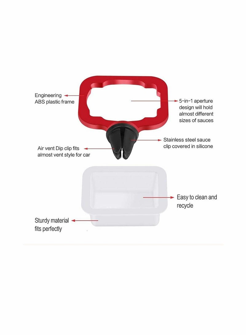KASTWAVE حامل كأس الصلصة في السيارة، مجموعة حوامل لصوص الخبز للتهوية في المركبة، للكاتشب والصلصات المغموسة (2 عبوة، أحمر) - Image 3