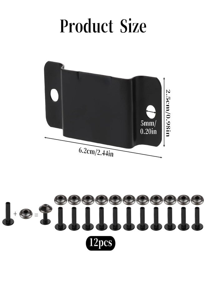 salbsever 6 Pcs Tape Measure Holder Clip Measuring Tape Holder Metal Measuring Tape Belt Holder Tape Holder for Tool Belt with Rivets Tape Measure Hanging Tape Holder for Easy to Carry Matte Black - Image 2
