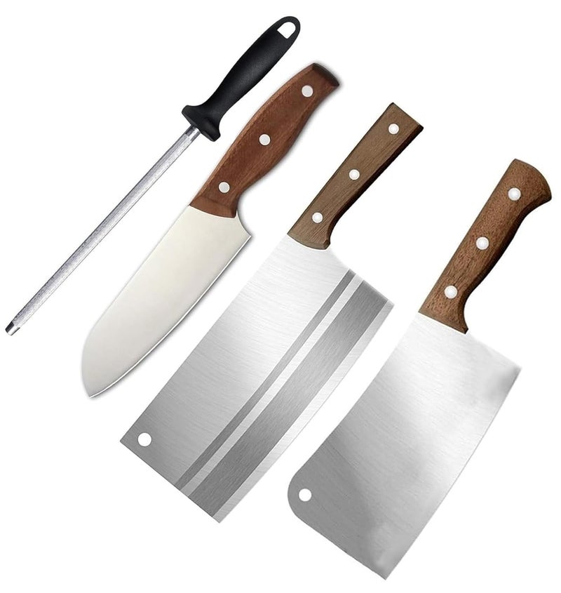 Captoola طقم سكاكين مطبخ من الفولاذ المقاوم للصدأ عالي الكربون - سكين جزار للحوم 4 قطع مع شارب - Image 1