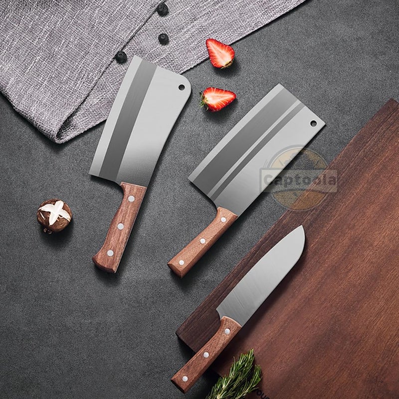 Captoola طقم سكاكين مطبخ من الفولاذ المقاوم للصدأ عالي الكربون - سكين جزار للحوم 4 قطع مع شارب - Image 4