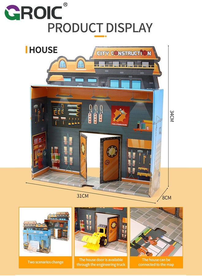 GROIC - Construction Truck Toys,Kids Engineering Trucks Vehicle with Rollers,Bulldozer,Excavator and Map,Construction Engineering Vehicle Toy Sets - Image 1