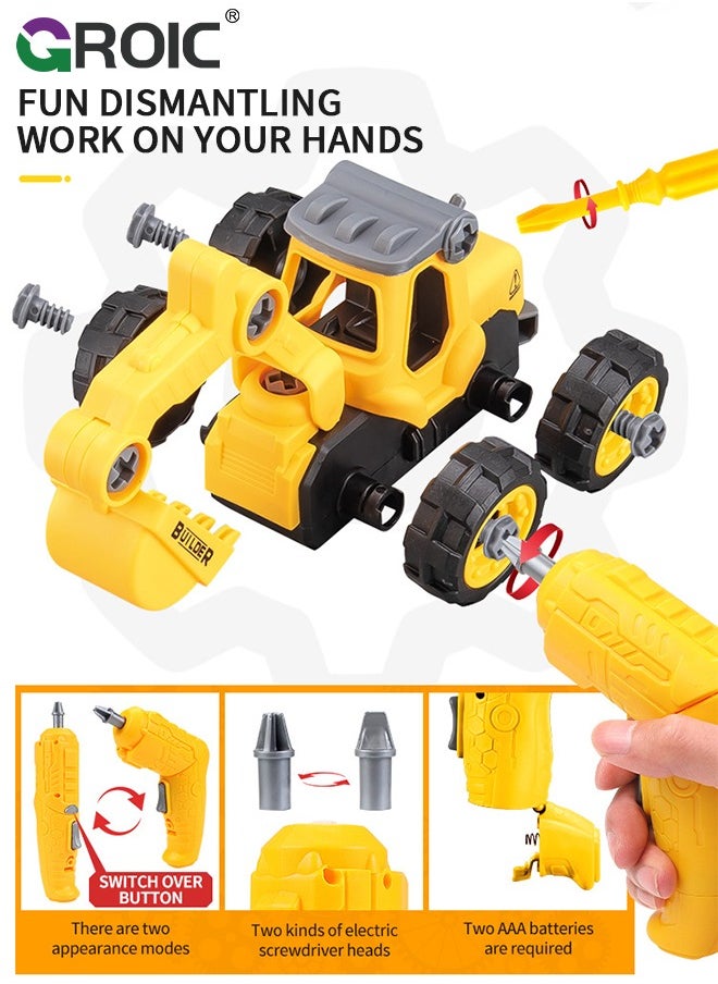 GROIC - Construction Truck Toys,Kids Engineering Trucks Vehicle with Rollers,Bulldozer,Excavator and Map,Construction Engineering Vehicle Toy Sets - Image 1