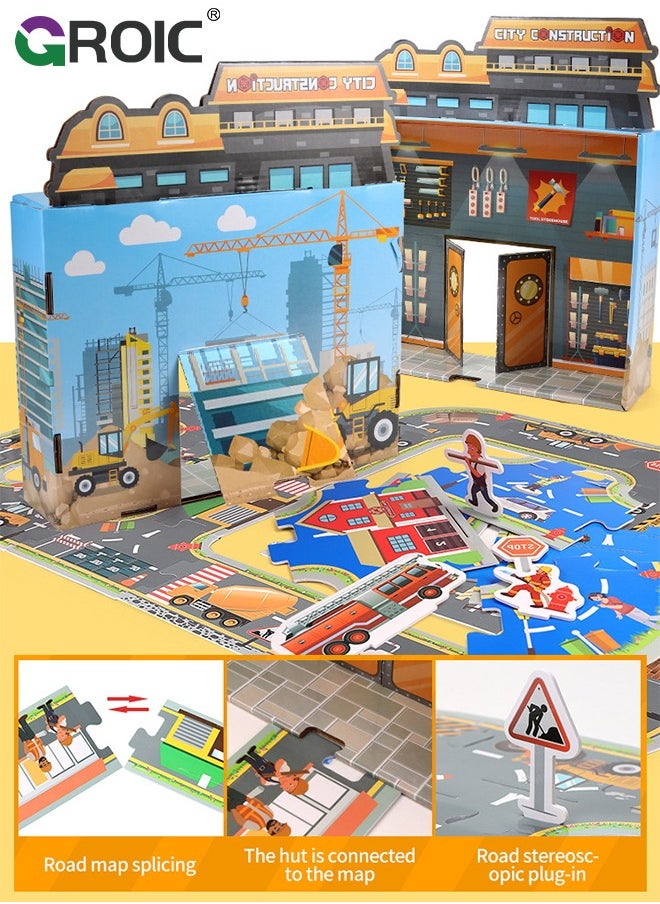 GROIC - Construction Truck Toys,Kids Engineering Trucks Vehicle with Rollers,Bulldozer,Excavator and Map,Construction Engineering Vehicle Toy Sets - Image 1
