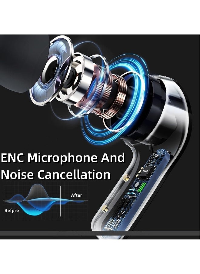 Generic - Transparent Bluetooth Earphones,Bluetooth 5.3 Wireless Microphone Earphones, In Ear Noise Reduction Bluetooth Earphones, Wireless Earphones, Sports Earphones for Listening to Music and Videos - Image 1