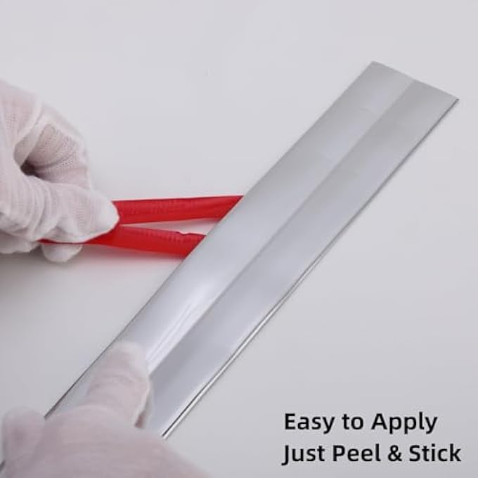 SILVER SELF-ADHESIVE DECORATIVE STRIPS, 16.4FT X 0.8INCH PEEL AND STICK WALL MOLDING TRIM, FLEXIBLE PVC SILVER DECOR TRIM TAPE FOR WALL, CEILING, FURNITURE, COUNTERTOP, FRAME,WARDROBE - SHINY SILVE - Image 2