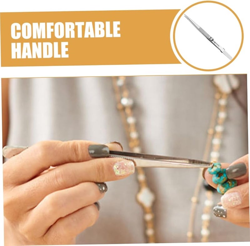 Stainless Steel Jewelry Making Tweezers Precision Craft Electronics Laboratory Tool - Image 3