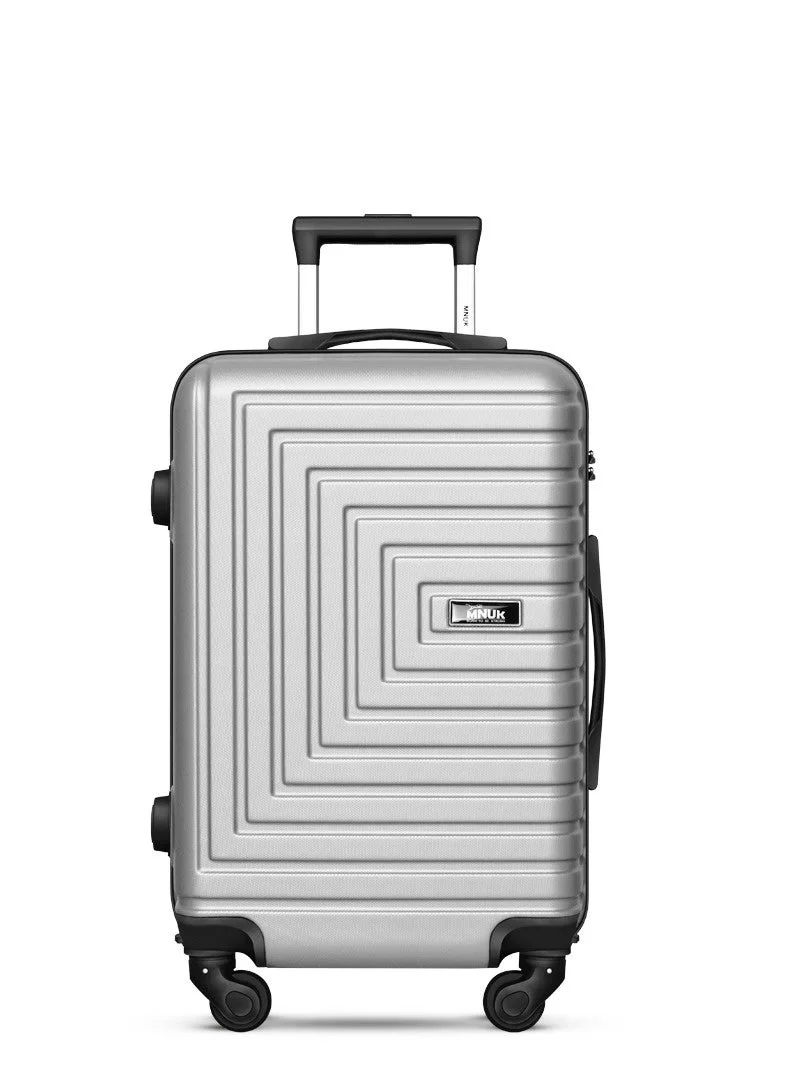 منيك مجموعة حقائب سفر صلبة من قطعتين من Pilgrimage | حقيبة مقصورة 20 بوصة + حقيبة متوسطة 24 بوصة | قفل TSA، عجلات مزدوجة دوارة 360°، مقبض ناعم | فضي