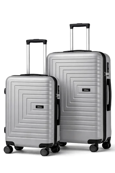 MNUK Pilgrimage Set of 2 Luggage | Cabin-20 Inch, Medium-24 Inch|Hardside Soft Handle Trolley with TSALock |Double 360° 4 Wheeler|Silver
