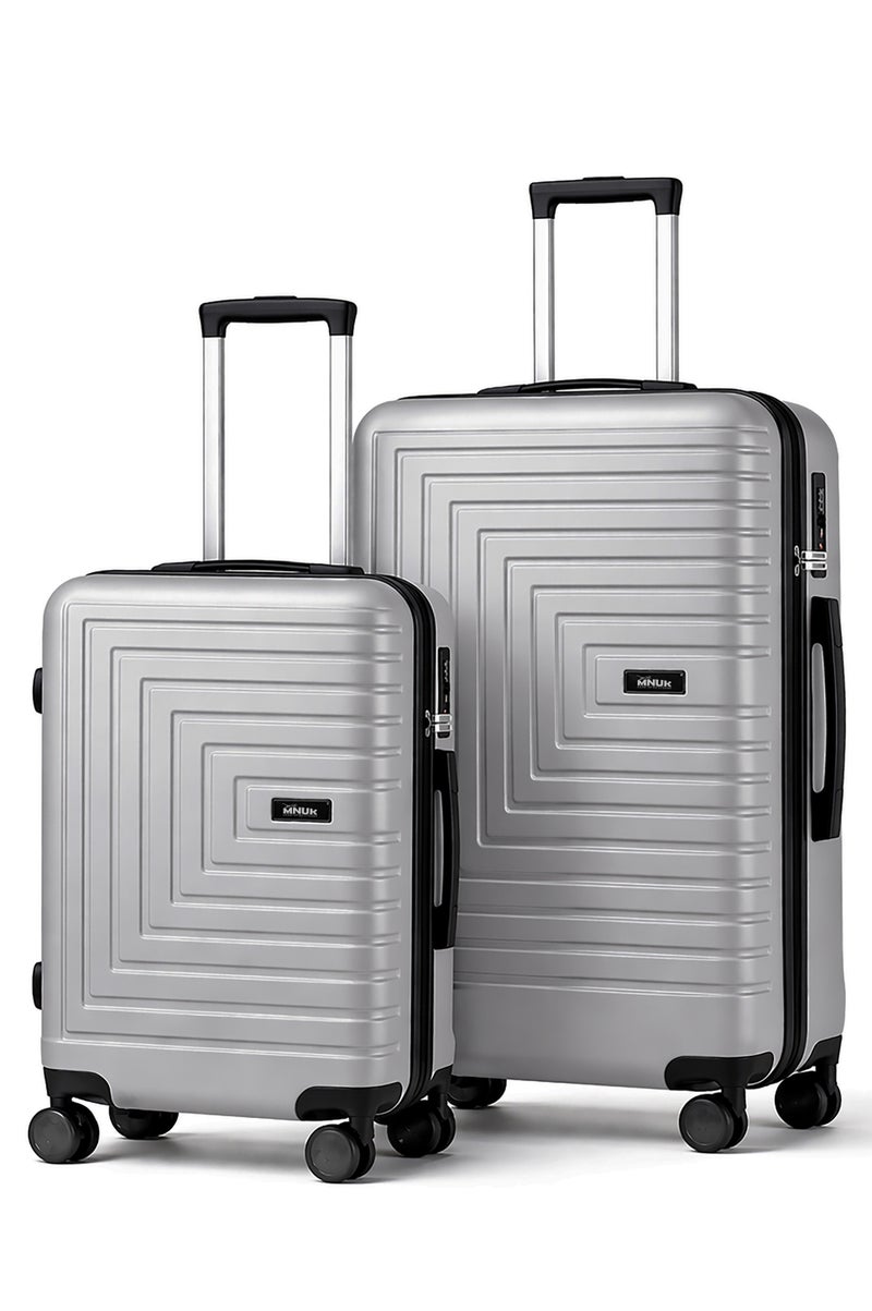 MNUK Pilgrimage Set of 2 Luggage | Cabin-20 Inch, Medium-24 Inch|Hardside Soft Handle Trolley with TSALock |Double 360° 4 Wheeler|Silver - Image 1