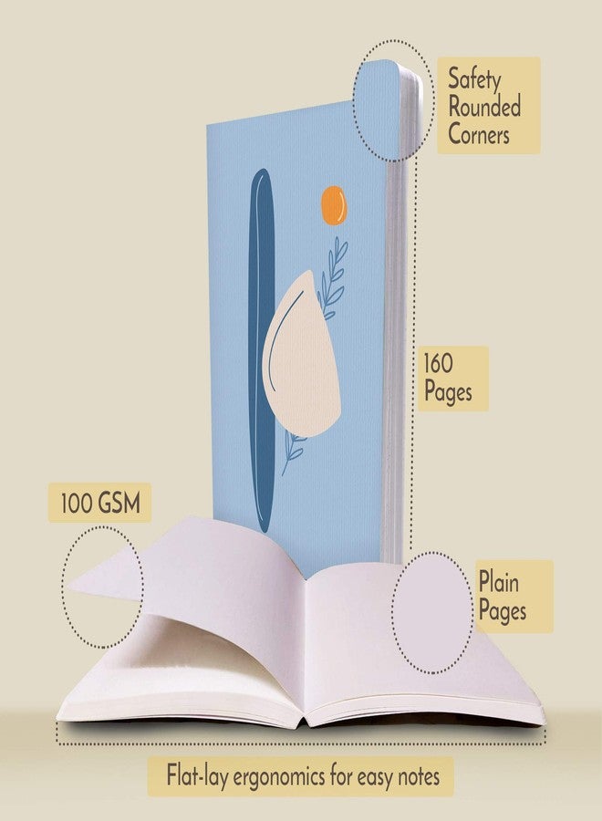 فيكطر نوطس دفتر ملاحظات فاكتور نوتس: دفتر يوميات من ورق طبيعي اللون بوزن 100 جرام/متر مربع، مقاس A5، 144 صفحة (غروب الشمس الأزرق، سادة) - Image 3