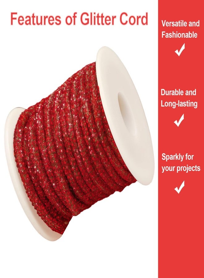 PAMIR TONG Rhinestone Glitter Rope 6 Yards 6mm Bling Laces String Shine Cords for Cloth-Shoes-Wedding-Jewerlry Making DIY (Red) - Image 2