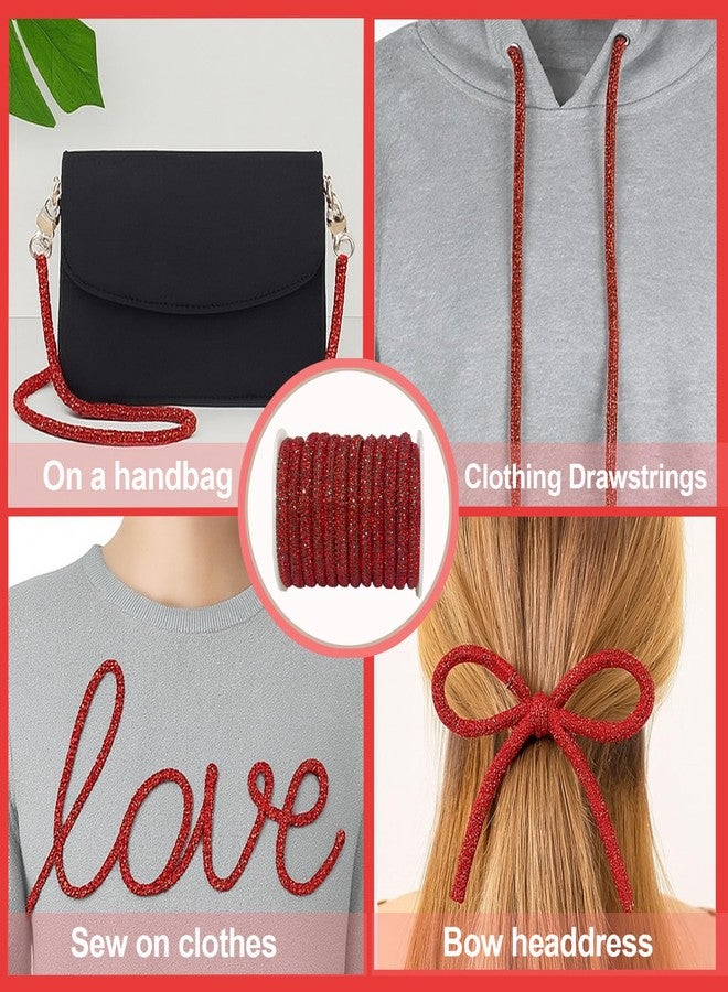 PAMIR TONG Rhinestone Glitter Rope 6 Yards 6mm Bling Laces String Shine Cords for Cloth-Shoes-Wedding-Jewerlry Making DIY (Red) - Image 5