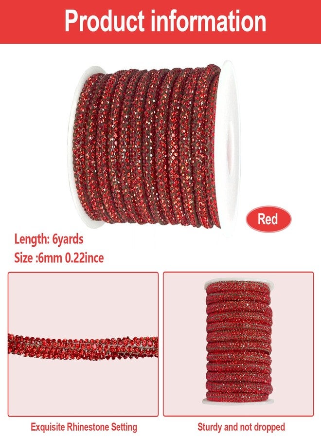PAMIR TONG Rhinestone Glitter Rope 6 Yards 6mm Bling Laces String Shine Cords for Cloth-Shoes-Wedding-Jewerlry Making DIY (Red) - Image 4