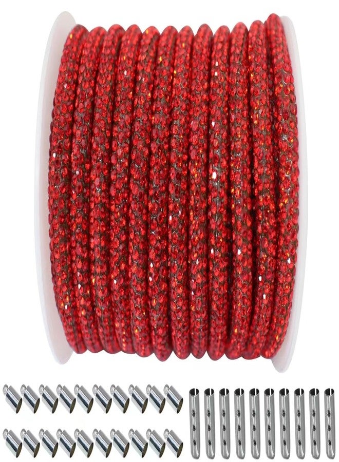 PAMIR TONG Rhinestone Glitter Rope 6 Yards 6mm Bling Laces String Shine Cords for Cloth-Shoes-Wedding-Jewerlry Making DIY (Red) - Image 1