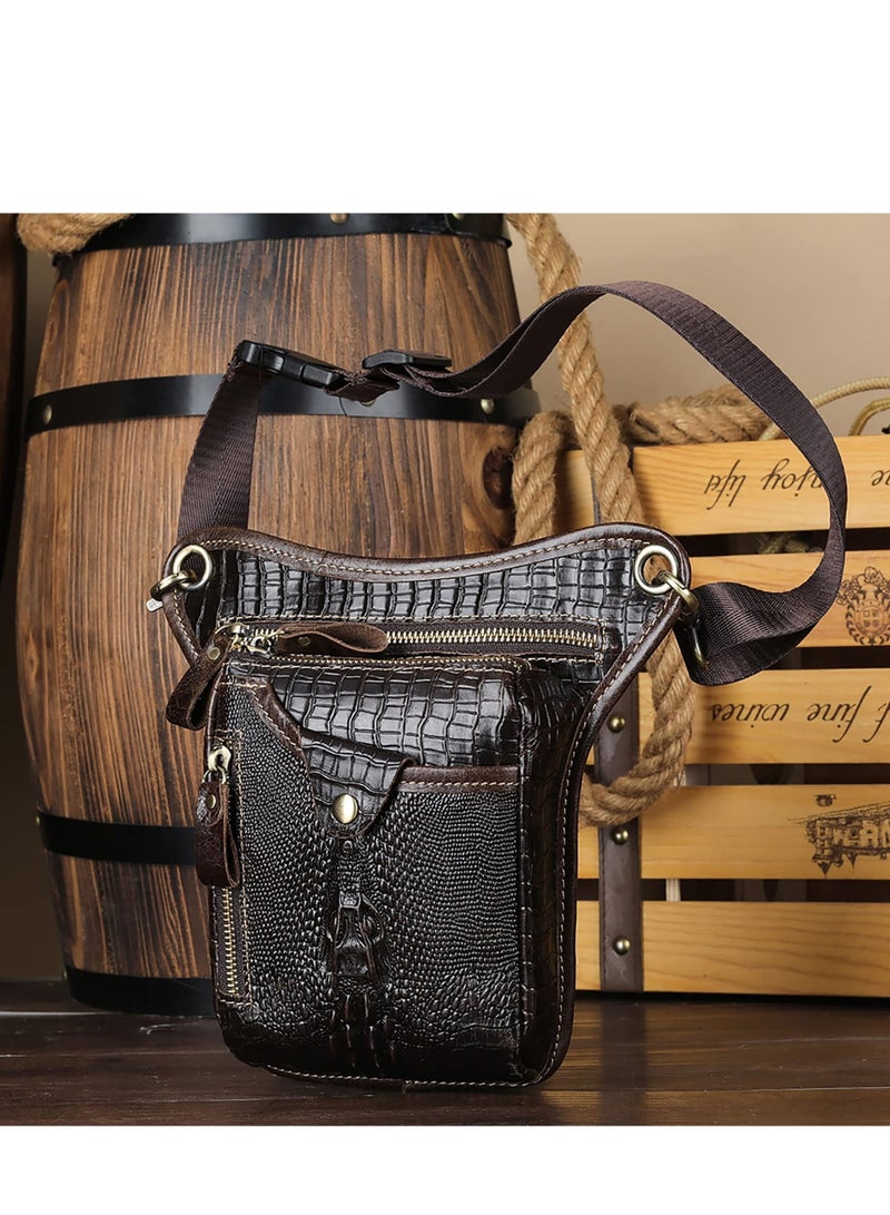 Fashionable Leather Waist Pack -for Men Women Belt Multi-Purpose Motorcycle Bike Outdoor Sports Tactical Cycling Riding Hiking Thigh Bag  - Image 4