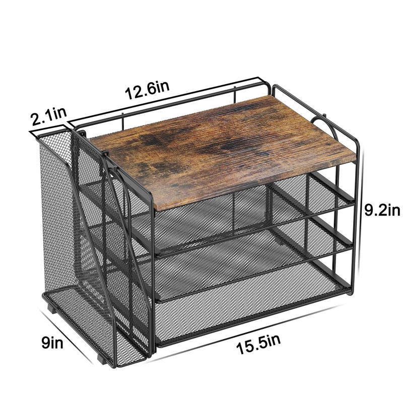 Spacrea Desk Organizers and Accessories, Paper Organizer for Desk with File organizer, Desk Accessories & Workspace Organizers for Catalog & Reference Racks (Wood) - Image 5
