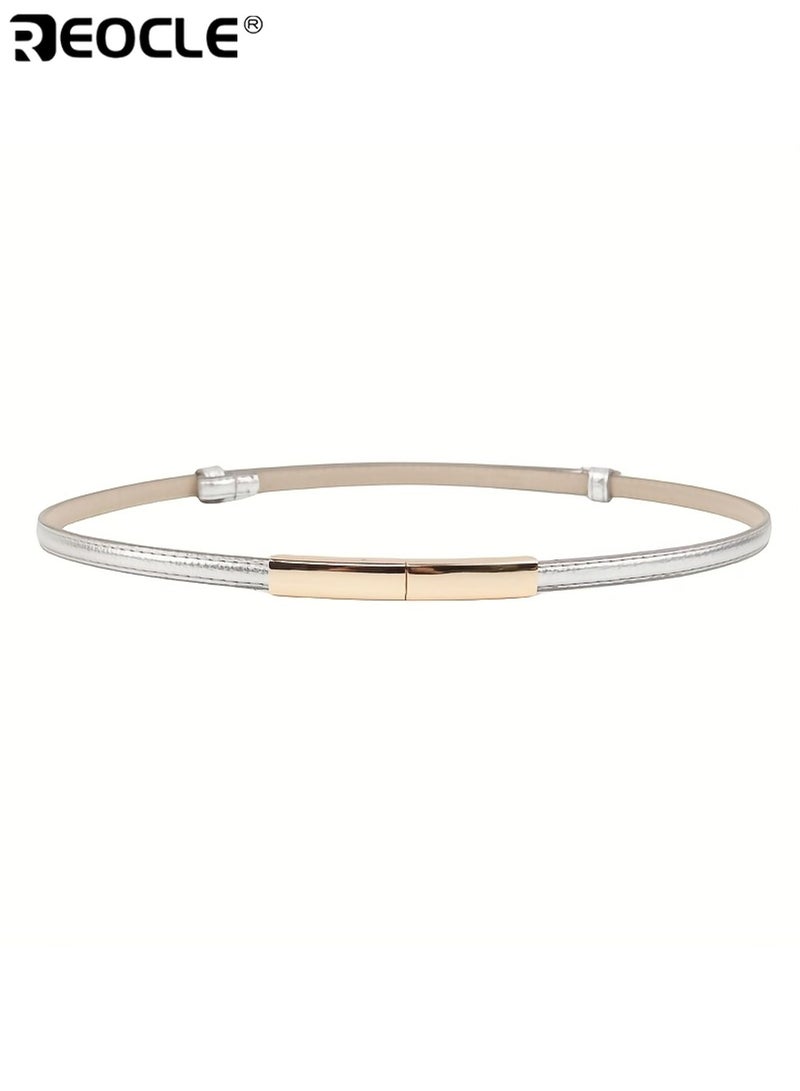 ريوكل حزام ضيق نسائي حزام خصر نحيف لفساتين الجينز معاطف مع مشبك من سبائك الذهب أنيق تصميم أنيق قابل للتعديل مادة متينة سطح أملس سهل الربط مناسب للارتداء اليومي حفلات العمل مطابقة الأزياء ملحق مثالي للنساء السيدات (55-95 سم) - Image 5