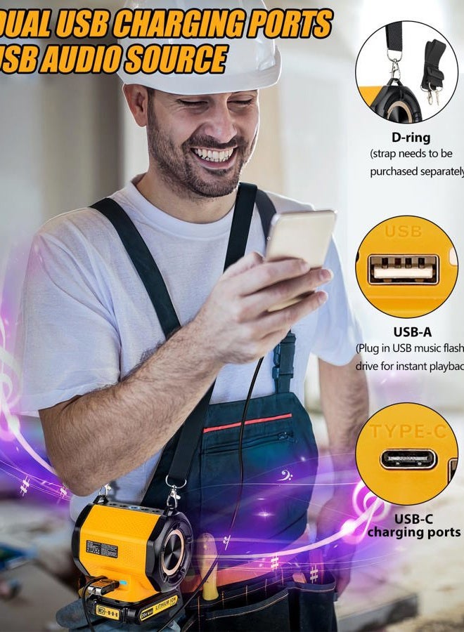 Taingwei Bluetooth Speaker for Dewalt 20v 60v Battery,30W Cordless Small Speaker for Jobsites, Home and Party (Battery not Included) - Image 5