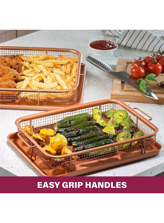 GOTHAM STEEL Gotham Steel Air Fryer Tray, 2 Piece Nonstick Copper Crisper Air Fry Basket For Convection Oven, Also Great For Baking & Crispy Foods, Dishwasher Safe - Large, 12.5” x 9”  - Image 5