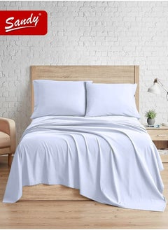 Sandy Sandy Premium Hotel Quality Flat Sheet and Pillow Cases, Bed Sheet 3 Pieces Set, Soft & Breathable and Cooling, King Size 274 x 259 cm, Light Blue  - Image 2