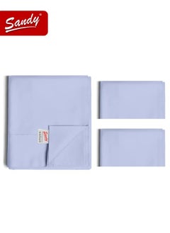 Sandy Sandy Premium Hotel Quality Flat Sheet and Pillow Cases, Bed Sheet 3 Pieces Set, Soft & Breathable and Cooling, King Size 274 x 259 cm, Light Blue  - Image 1