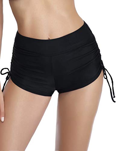 AXESEA Bikini Bottoms Swim Shorts Tankini Bottoms Swimsuit for Women,Black-L - Image 2