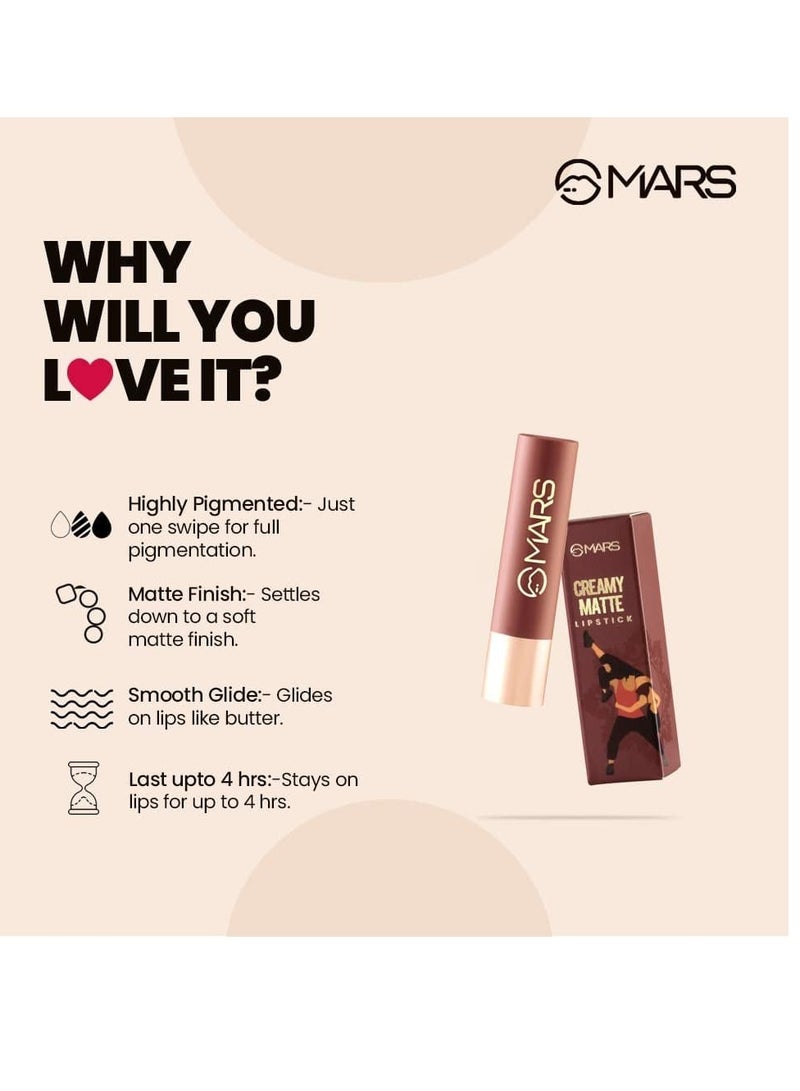 مارس أحمر شفاه MARS كريمي مطفي يدوم طويلًا للنساء | أحمر شفاه كريمي | تطبيق بلمسة واحدة | ناعم وخفيف الوزن (3.2 غرام) (12 قطعة) - Image 4