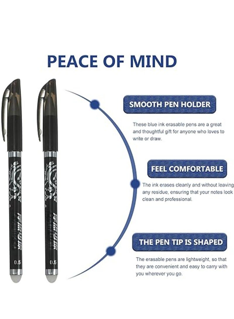 12 Pcs Erasable Pens 0.5mm, Fine Ballpoint Blue Ink Pens, Smooth Writing Gel Pen for Drawing Writing(Black) - Image 2