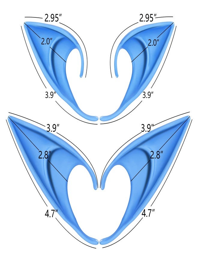 FRESHME Renaissance Accessories Fairy Elf Ears - 2 Pairs Blue Elven Vampire Fairy Ears Makeup Renaissance Cosplay Dress Up Halloween Christmas Masquerade Costume Accessories - Image 3