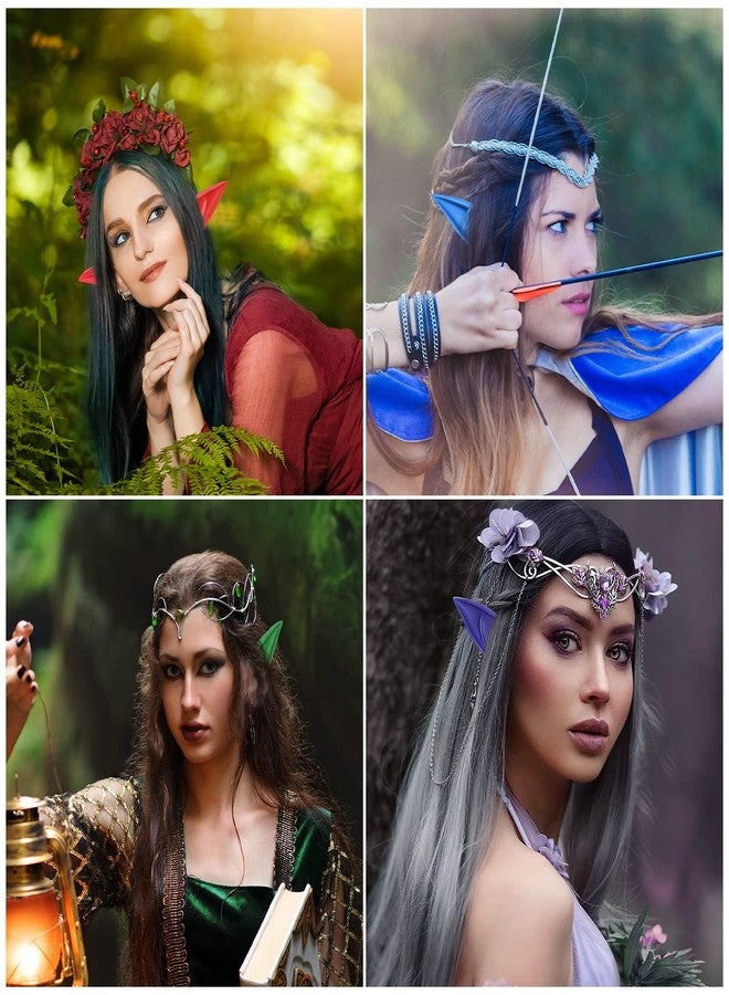 FRESHME Renaissance Accessories Fairy Elf Ears - 2 Pairs Blue Elven Vampire Fairy Ears Makeup Renaissance Cosplay Dress Up Halloween Christmas Masquerade Costume Accessories - Image 4