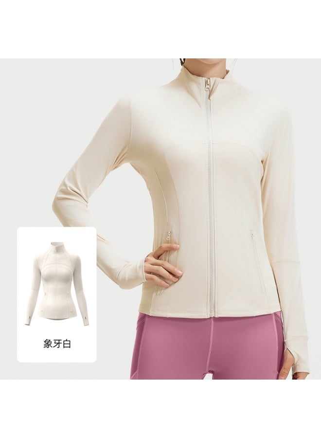 Splicing Fitness Top Jacket Breathable Elastic Pocket Running Sports Yoga Suit Long Sleeve Women's Summer - Image 1