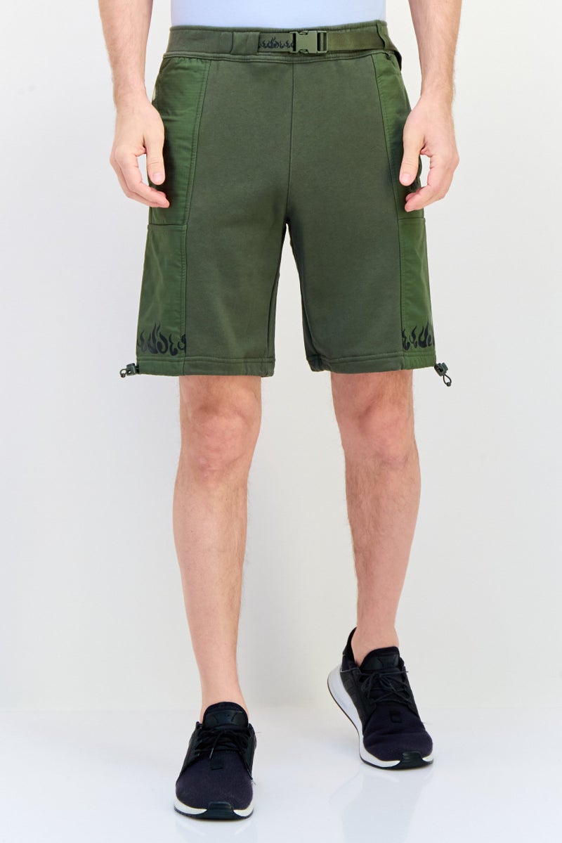 PUMA Men Relaxed Fit Brand Logo Training Shorts, Olive  - Image 1