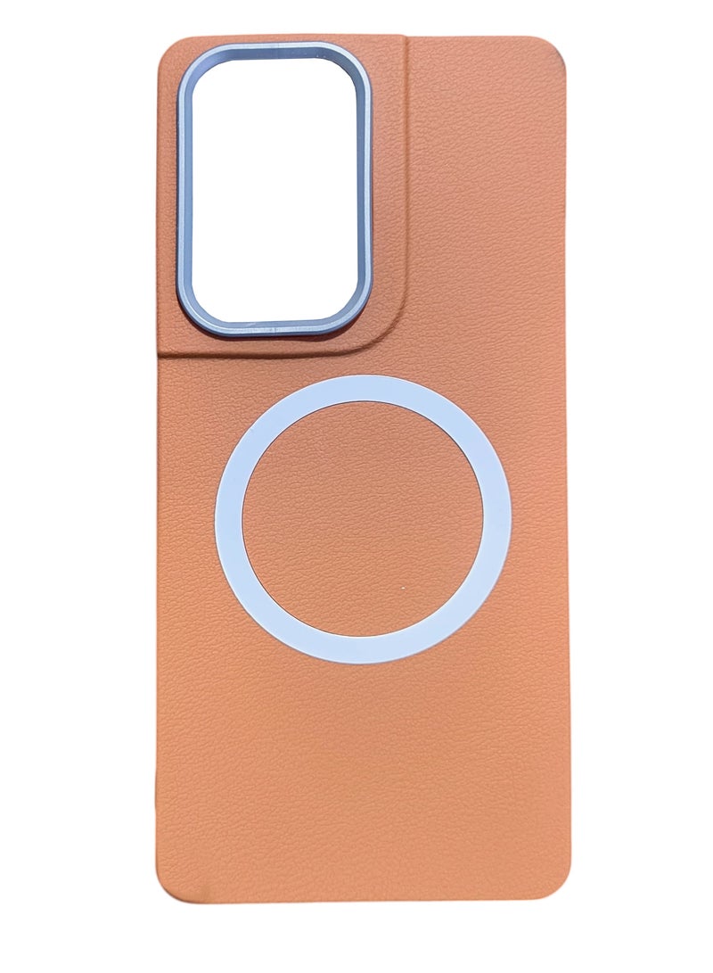 For Samsung Galaxy S21 Ultra 5G Leather Texture Design MagSafe Full Coverage Phone Case(Brown) 