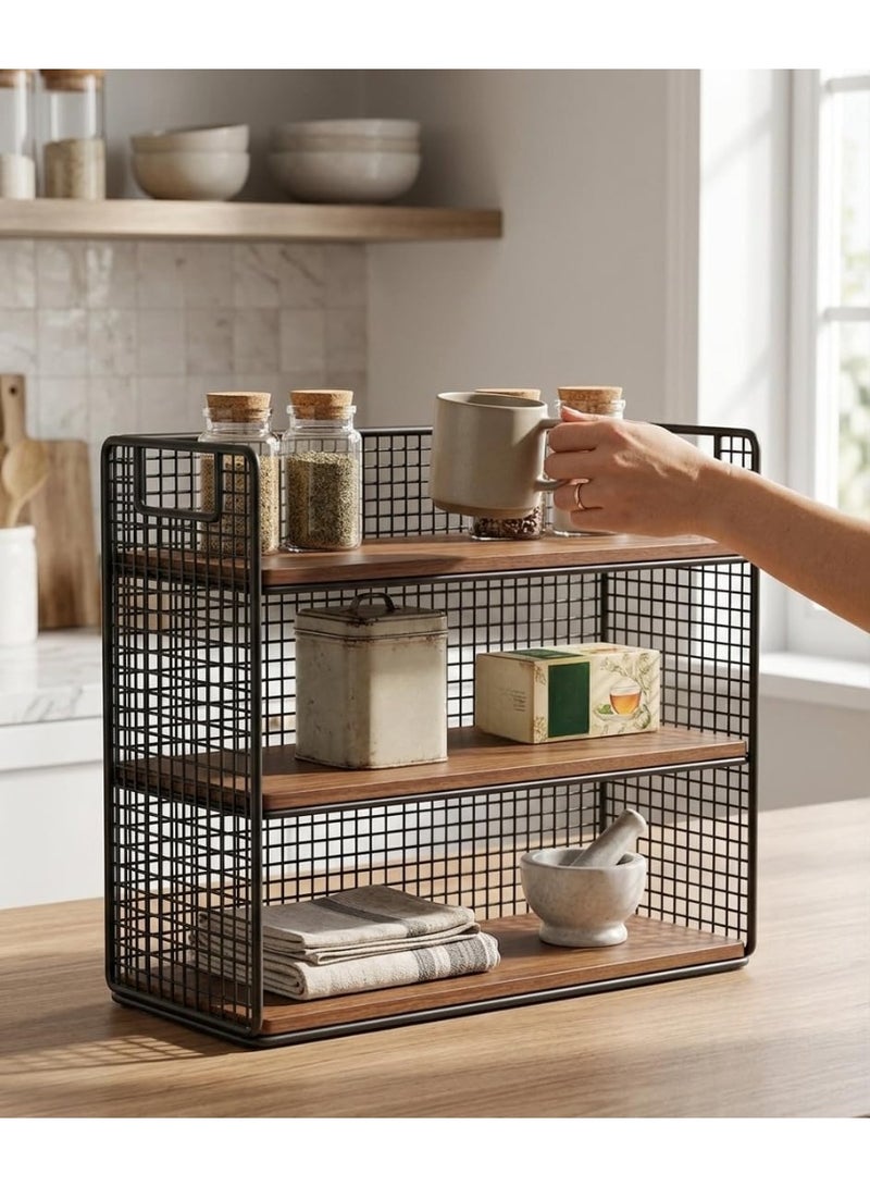 3-Shelf Wooden Stand for Mugs, Drinks, and Sugar – Coffee and Hospitality Corner Organizer, 40x30x15 cm, S - Image 2