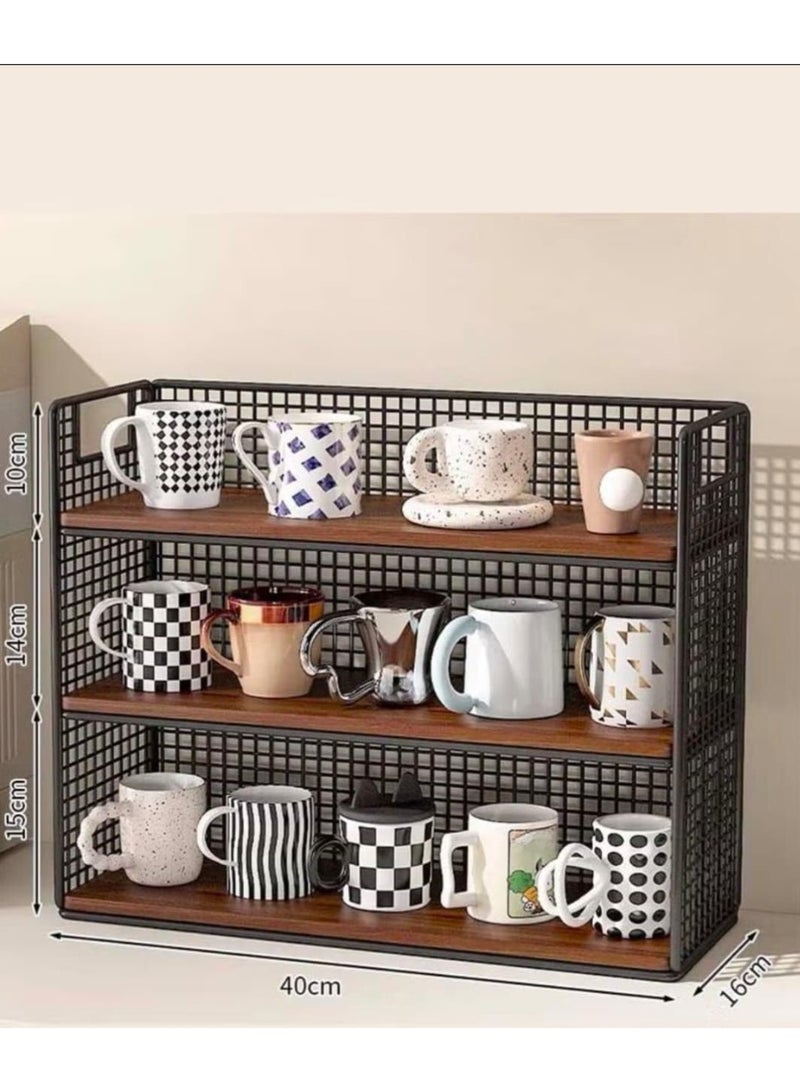 3-Shelf Wooden Stand for Mugs, Drinks, and Sugar – Coffee and Hospitality Corner Organizer, 40x30x15 cm, S - Image 5