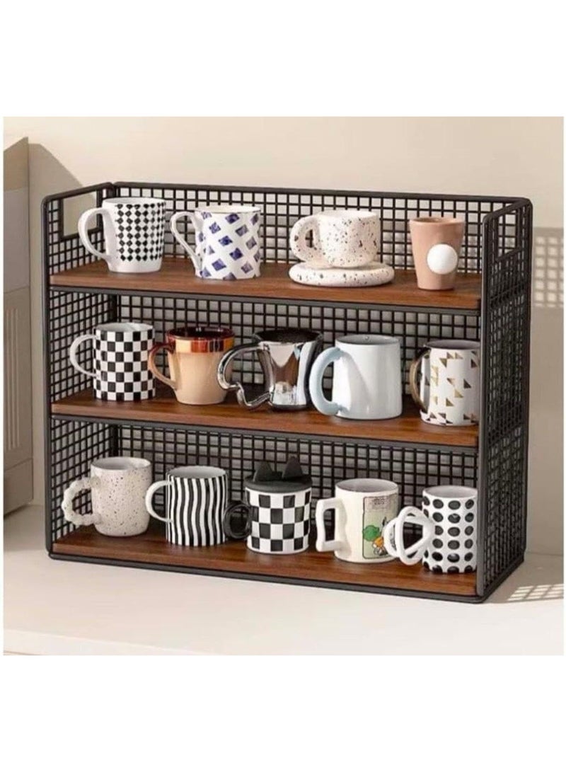 3-Shelf Wooden Stand for Mugs, Drinks, and Sugar – Coffee and Hospitality Corner Organizer, 40x30x15 cm, S - Image 4