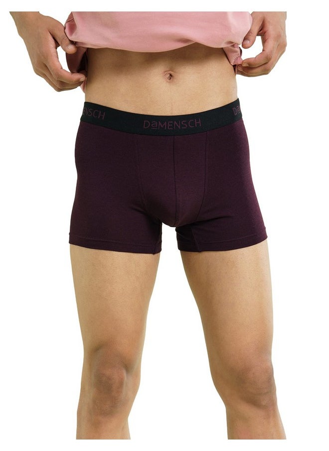DaMENSCH - DAMENSCH Mens Premium Cotton Solid Trunks ReFRSH Single of Peppermint Powered-Pack of 1-Loyal Maroon-Medium - Image 1