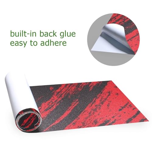 ElliTarr Skateboard Grip Tape Sheet 44 x 10 Inch Longboard Grip Tape Griptape Skateboard Scooter Sandpaper Griptape Red and Black - Image 2