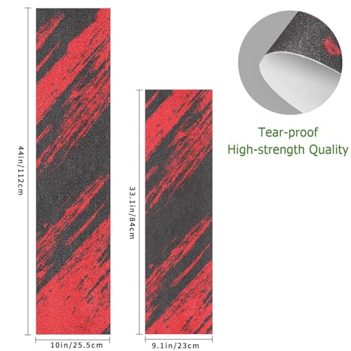ElliTarr Skateboard Grip Tape Sheet 44 x 10 Inch Longboard Grip Tape Griptape Skateboard Scooter Sandpaper Griptape Red and Black - Image 3