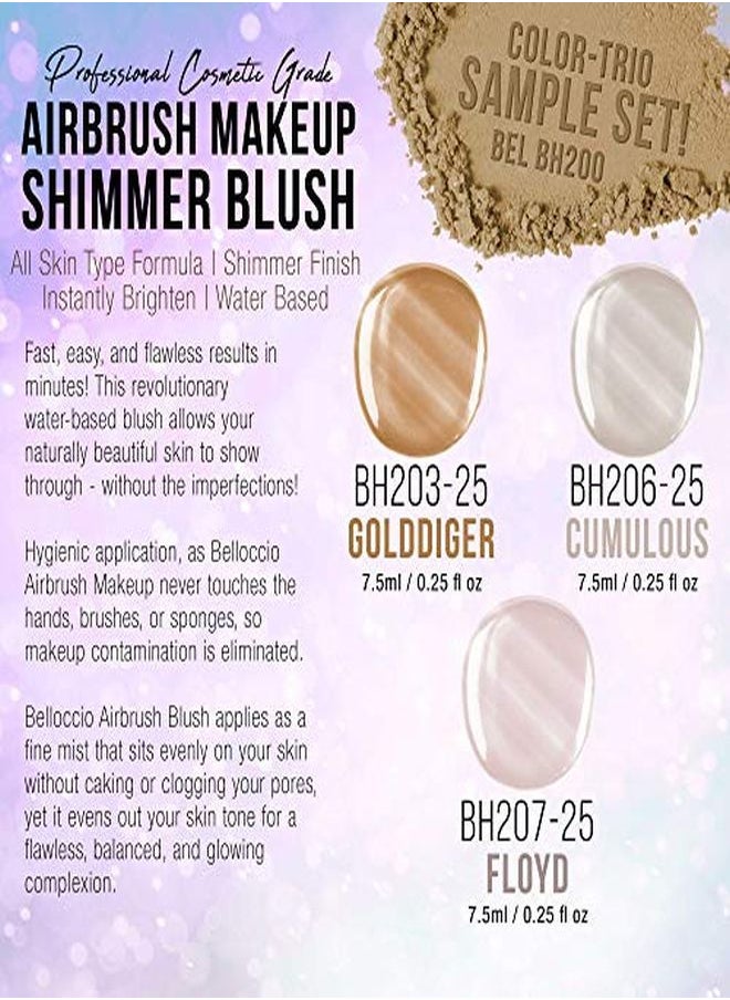 Belloccio S Professional Flawless Airbrush Makeup Shimmer Shade Set (Trio Set) In 1/4 Oz. Bottles (New Formula)  - Image 2