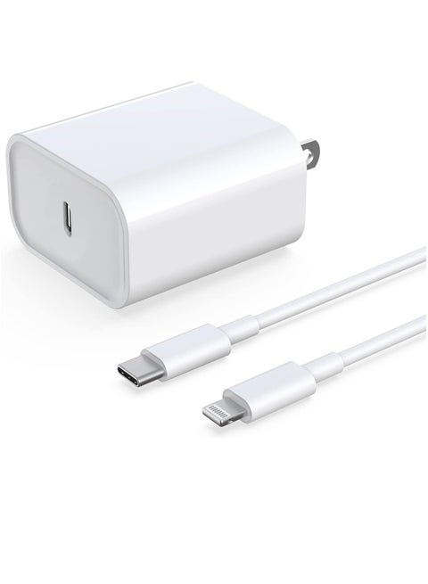 iPhone Fast Charger, 20W USB C PD Wall Charger Block Plug with[MFi Certified]6ft Type C to Lightning Cable Quick Charging Data Sync Cord for iPhone14 13 12 11 Pro Max Mini Xs Xr iPad Air