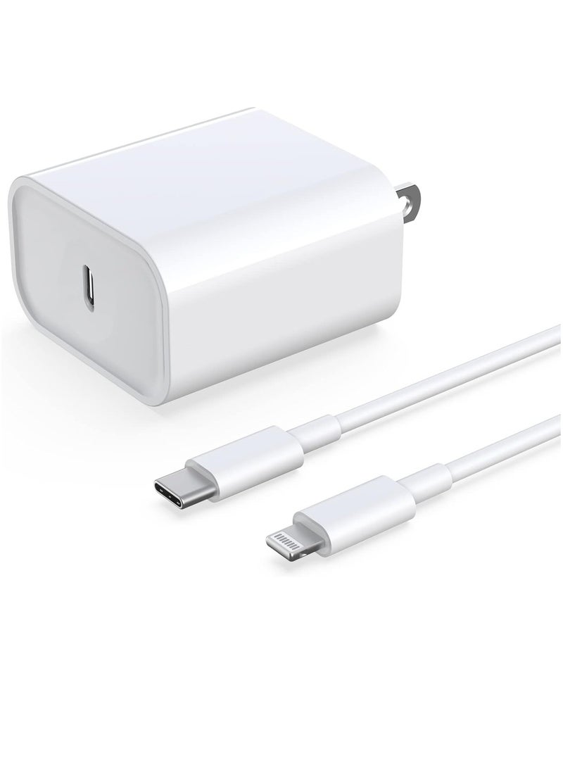 iPhone Fast Charger, 20W USB C PD Wall Charger Block Plug with[MFi Certified]6ft Type C to Lightning Cable Quick Charging Data Sync Cord for iPhone14 13 12 11 Pro Max Mini Xs Xr iPad Air