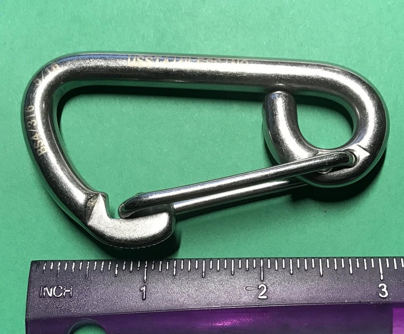 US Stainless 2 Pieces Stainless Steel 316 Spring Hook Carabiner 5/16" (8mm) Marine Grade Safety Clip - Image 3