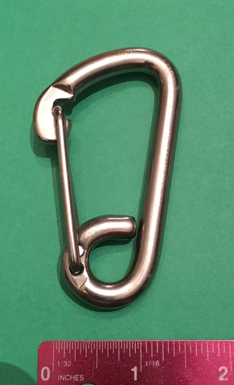 US Stainless 2 Pieces Stainless Steel 316 Spring Hook Carabiner 5/16" (8mm) Marine Grade Safety Clip - Image 4