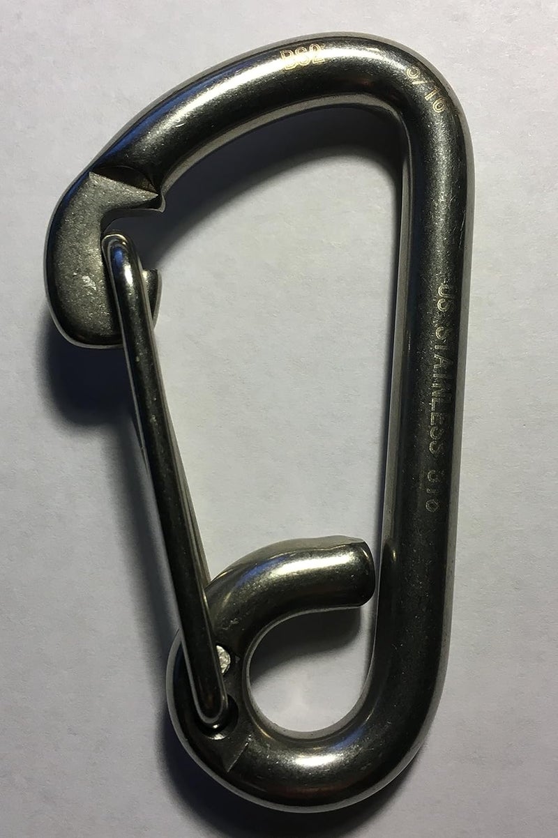 US Stainless 2 Pieces Stainless Steel 316 Spring Hook Carabiner 5/16" (8mm) Marine Grade Safety Clip - Image 5