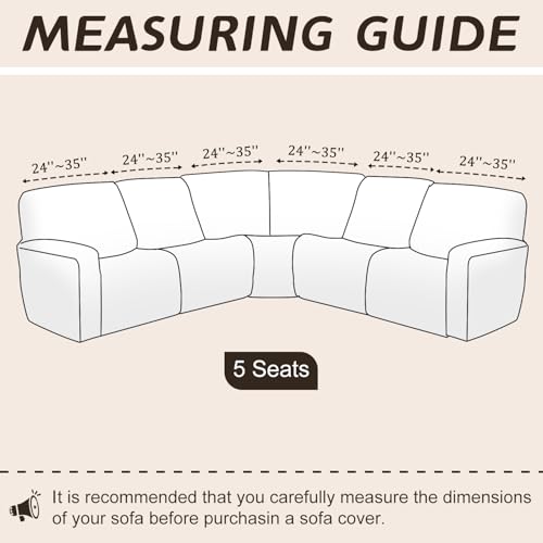 Arfntevss Sectional Recliner Couch Covers Velvet Corner Sectional Sofa Cover for Reclining Couch Stretch Soft L Shape Recliner Slipcover Thick U Shaped Washable Protector (5 Seat Cover, Beige) - Image 2